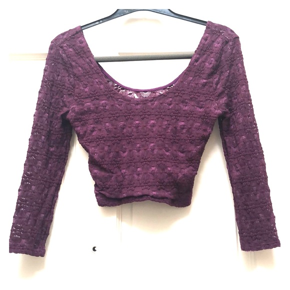Pins & Needles Tops - Purple/Magenta Lace Crop Topπ Pins & Needles Tops - Purple/Magenta Lace Crop Topπ